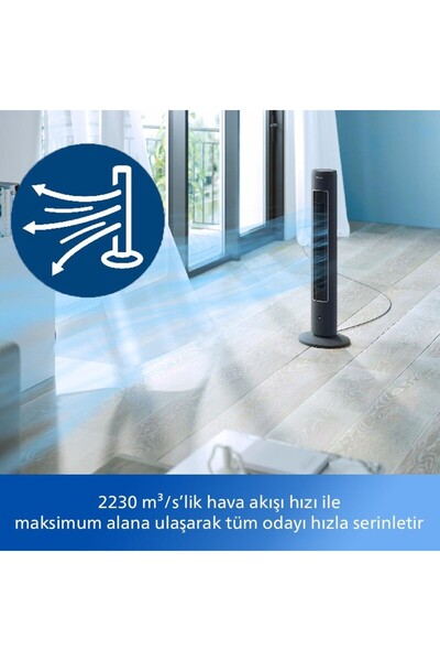 Philips PhilipsZ tchx Kule Tipi Vantilatör Cx5535-11 Eutower Fan Dark Grey , SİYAH