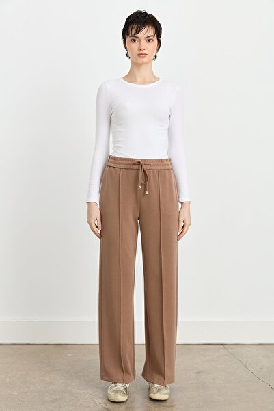 Nihan Cupra Nervürlü Pantolon Kahve