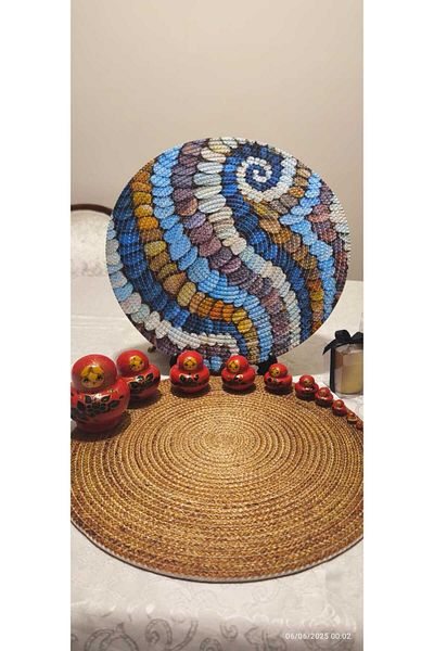 CKV CENTER Placemat Runner 6-Piece Presentation Plate Dowry Set Knitted Plate Bottom Fireproof