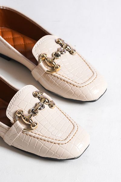 Hvz Beige Crocodile Loafer Ballet