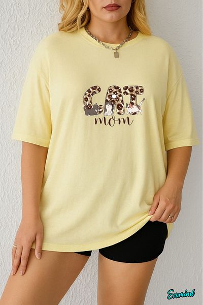 Evomind 1 T-Shirt Is a Gift for Purchases of 5 or More in the Cart - Large Size Cat Mom Printed T-Shirt
