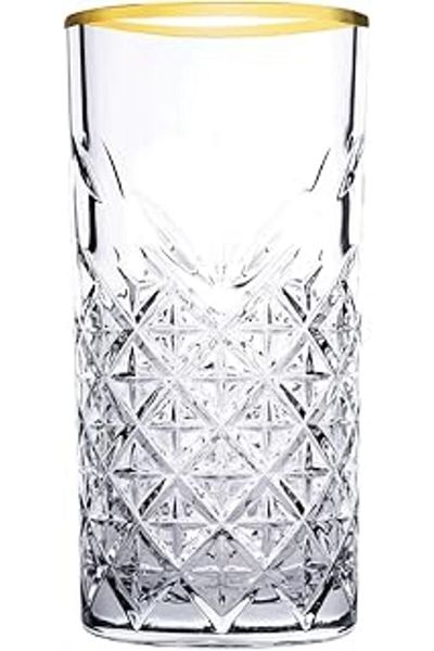 STOREMAX Pasabahce Golden Touch Timeless Soft Drink Glass, 4-Piece, 295 Cc