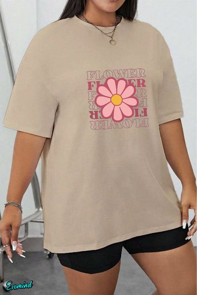 Evomind 1 T-Shirt Is a Gift for Purchases of 5 or More in the Cart - Large Size Flower Printed T-Shirt