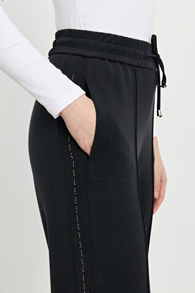Nihan Cupra Nervürlü Pantolon Siyah