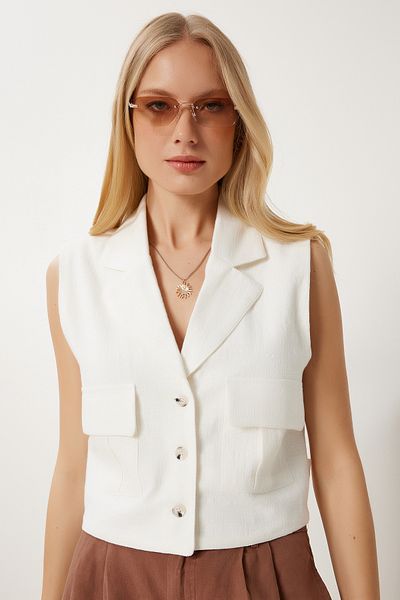 Lovelyİstanbul Shawl Collar Linen Vest