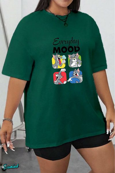 Evomind In Cart 5 and Above Purchases Get 1 T-Shirt as a Gift - Large Size Mood Printed T-Shirt