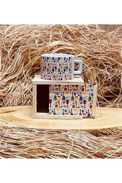Mu Art Ahşap كوب Giftmoda بتصميم جيتار مع صندوق خشبي