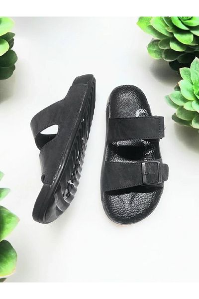AkınalBella Buckle and Velcro Class Comfortable Sole Home and Outdoor Slippers