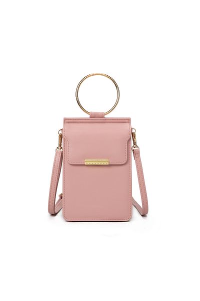 Tessero Women's phone bag made of eco-leather, shoulder model, multiple compartments, handle