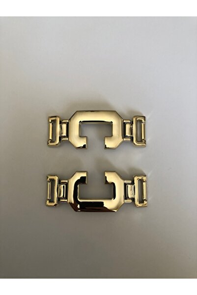 KumaşEvi Altın Renkli Plastik Ayakkabı Tokası 6.5x2.5 cm | Şık ve Dayanıklı D...