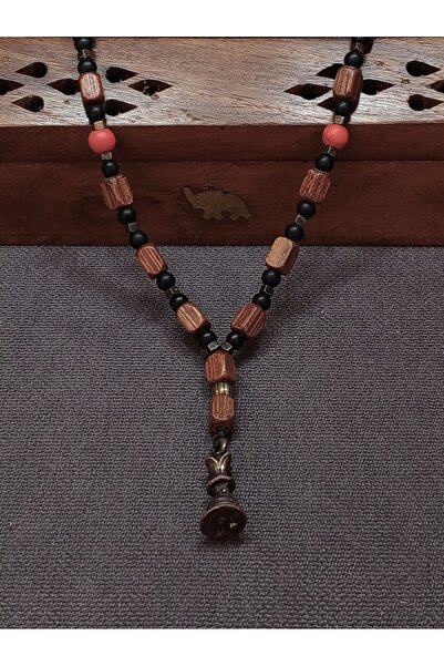 Takı By Erk SATRANÇ TAŞI OBJELİ - AHŞAP BONCUKLU - BOHEM - TARZ KOLYE