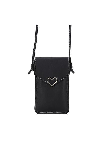 Tessero Women's phone bag made of eco-leather, shoulder model with heart, transparent back