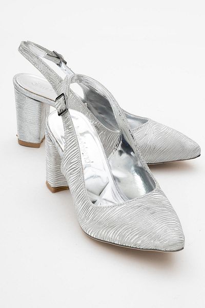 CCWAY AYAKKABI Women's High Heel Shoes Silver Water