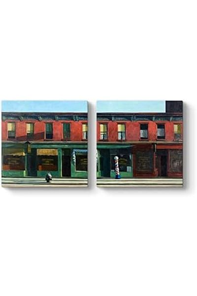 AMAZON TOHUM Edward Hopper - Sunday Morning at the Port of New York Painting 83 X 40-2 Piece