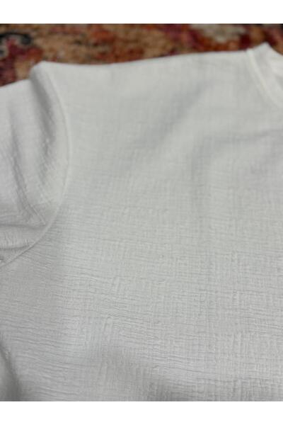 NO 601 Men's White Self Patterned Crepe Fabric Oversize Loose Cut Oversized Plus Size Tshirt