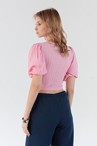 Fulla Moda Μπλούζα με μπαλόνι με κόμπους μπροστά