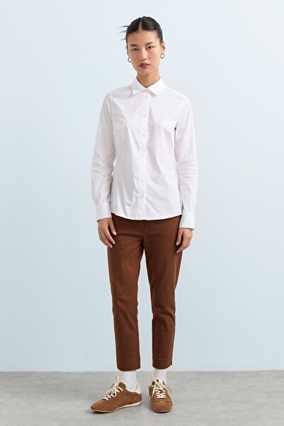 Nihan Dinamik 5 Cepli Dar Paça Gabardin Pantolon Kahve