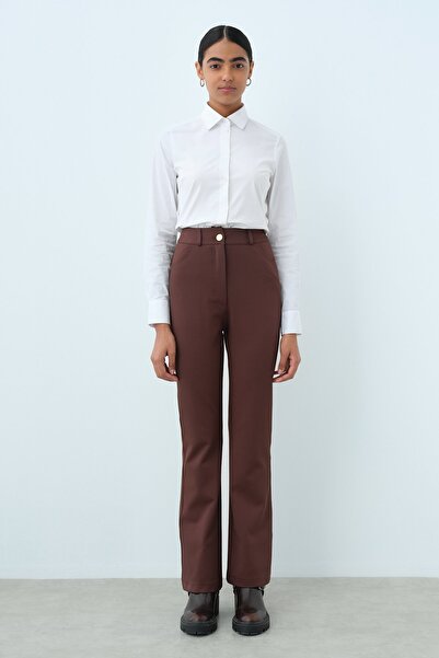 Nihan İspanyol Paça Pantolon Kahve