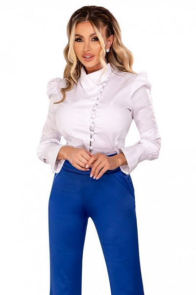 Atmosphere Fashion Cămașă albă din poplin cu umeri bufanți