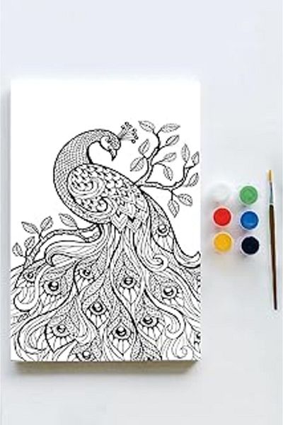 AMAZON TOHUM (21586) Peacock Madala Canvas Painting Painting Hobby Set (30X40Cm)