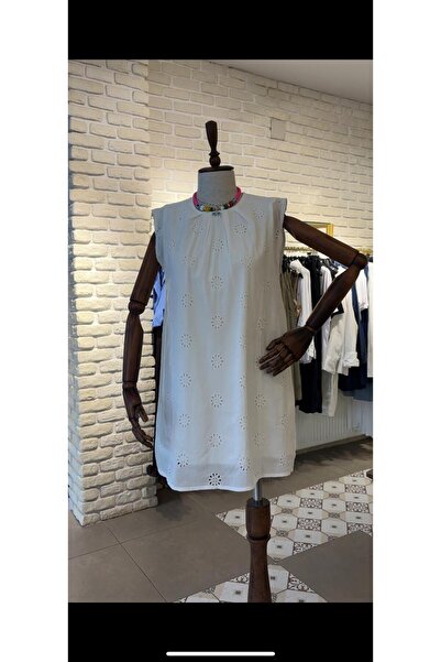The Zest Boutique Pamuklu Beyaz Fisto Elbise