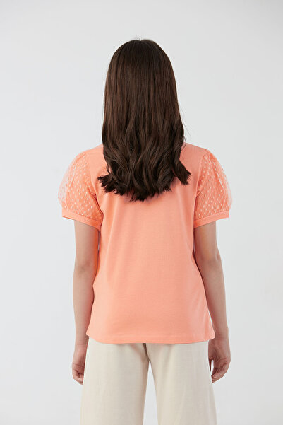 Fulla Moda Basic Sleeve Tulle Detailed Girl's Blouse