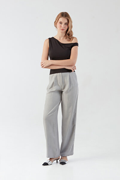 Fulla Moda Μπλούζα με ένα μανίκι με ντραπέ στα πλαϊνά