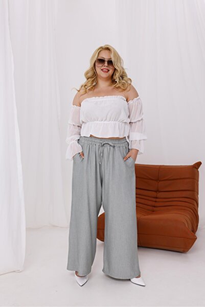 Siyezen Large Size with Pockets and Elastic Waist Palazzo Pants