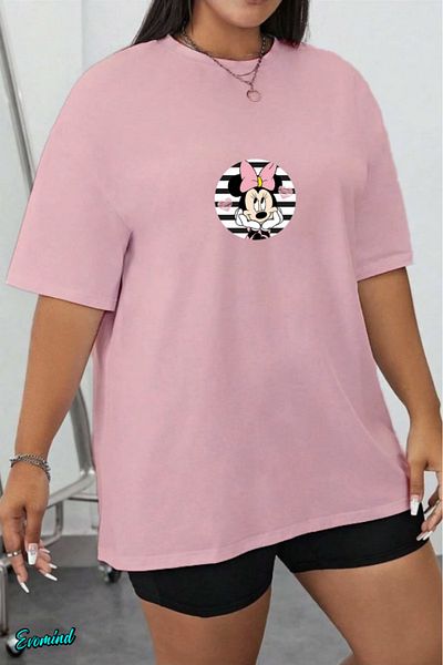 Evomind In Cart 5 or More Purchases Get 1 T-Shirt as a Gift - Large Size Cartoon Character Printed T-Shirt