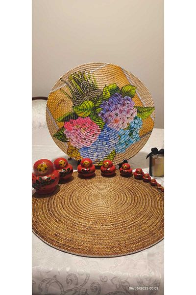 CKV CENTER Placemat Runner 6-Piece Presentation Plate Dowry Set Knitted Plate Bottom Fireproof