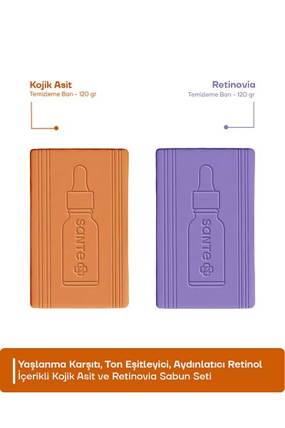 SantePlus Anti-Aging Tone Equalizing Brightening Renewing Bakuchiol and Kojic Acid Soap Set
