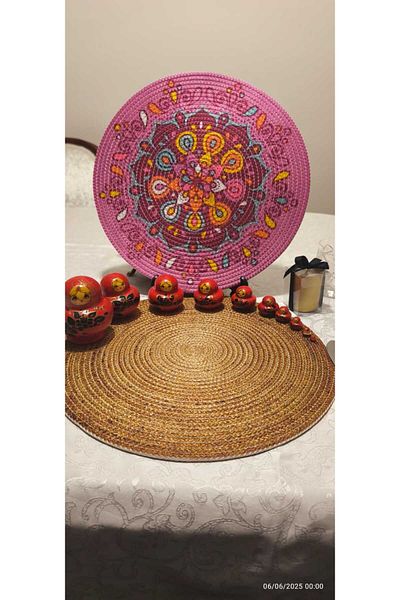 CKV CENTER Placemat Runner 6-Piece Presentation Plate Dowry Set Knitted Plate Bottom Fireproof