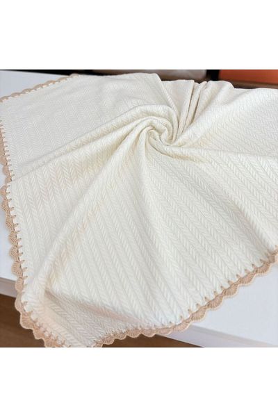 GAYE EV TEKSTİLİ Hand Knitted Baby Blanket Swaddle 100% Cotton