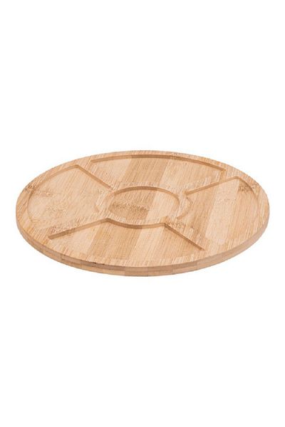 Secret de Gourmet 6-Piece Round Bamboo Appetizer Set White and Beige