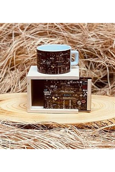 Mu Art Ahşap كوب Giftmoda Music في صندوق خشبي