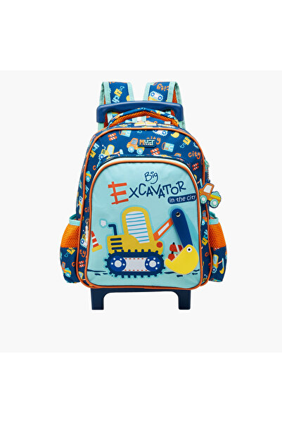 MUST Printed Trolley Backpack with Retractable Handle and Zip Closure - 27x10...