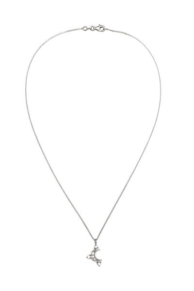 ELLI Necklace Necklace Women Moon Pendant Armouredchain Zirconia Diamond Cut White 925 Sterling Silver 40