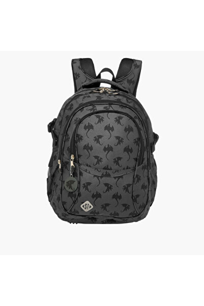 ST Right St.Right Dragon Print 18-inch Backpack with Adjustable Shoulder Stra...