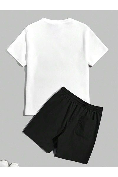 ACTIVE MODA -Men's Cotton Printed Kong Tshirt-Shorts Set 2-Pack Oversize Large Size