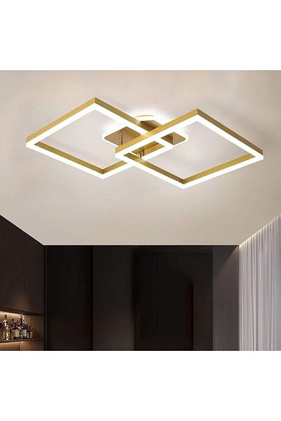 Sueva Gold Square LED Chandelier with 2.4G wifi Remote Control light/cold/warm/neutral adjustable intensity