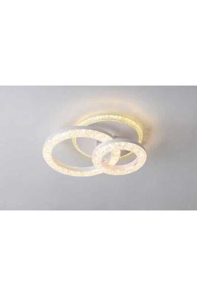 edc LED Chandelier 2 Crystal Circles with 2.4G wifi Remote Control with adjustable light/cold/warm/neutral