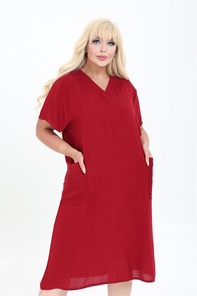 mervemoda Women's Summer V-Neck Woven Dress Short Sleeve Dress Below the Knee