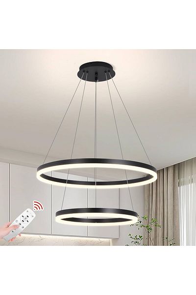 Sueva Black Led Chandelier 2 Lights With 2.4g Wifi Remote Control Light/cold/warm/neutral Intensity