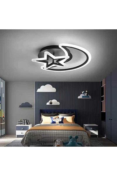LightPlanet Black Moon & Star Led Chandelier 2.4g Wifi Remote Control Light/cold/warm/neutral Intensity