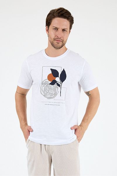 Rodi Men's Crew Neck Printed T-Shirt – 100% Cotton – Comfortable and Stylish Short Sleeve Men's T-Shirt 0009