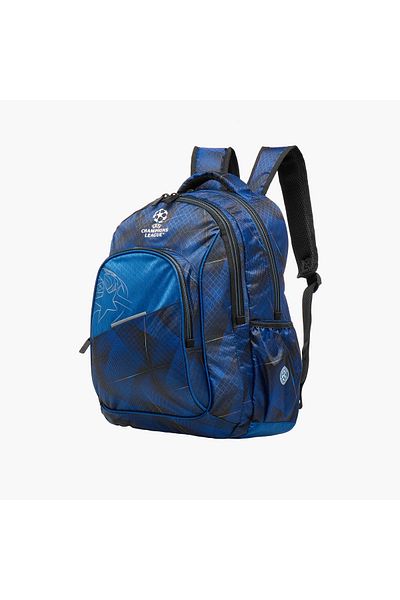 CHAMPIONS League Printed Backpack with Adjustable Straps and Zip Closure - 34x15x46 cms