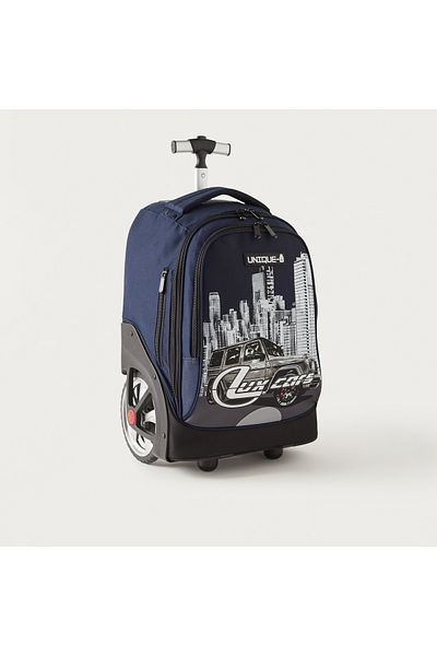 Unique -1 Graphic Print 17-inch Trolley Backpack with Wheels - 34x24x49 cms
