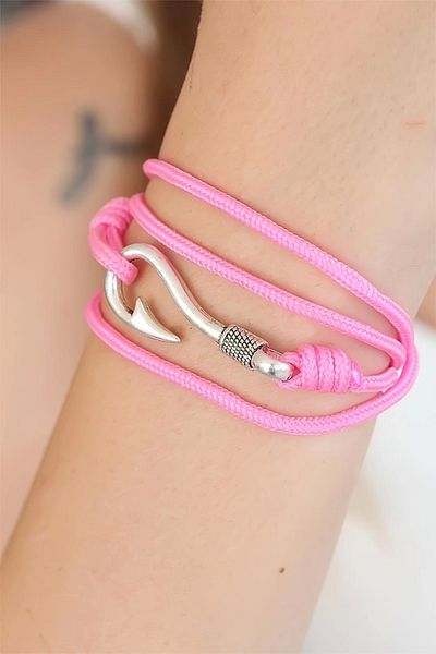 NETWORK ART Bfs Pink Color Silver Metal Hooked Multiple Bracelet