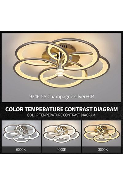 Sueva Led Chandelier Champagne Silver Color, 2.4g Wifi Remote Control Brown Light/cool/warm/neutral