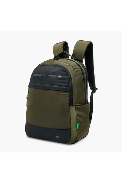 United Colors of Benetton UCB 18-inch Logo Print Backpack with Adjustable Straps and Zip Closure - 44x31x15 cms